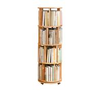 Libreria a Torre Girevole a 360° in Legno con rotelle, libreria Girevole da Terra, Versatile scaffale portaoggetti per Camera da Letto, Soggiorno, Studio (2/3/4/5 Livelli)
