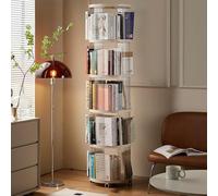 Libreria a torre girevole a 360°, trasparente, per camera da letto, soggiorno, studio, 4 ripiani, design aperto