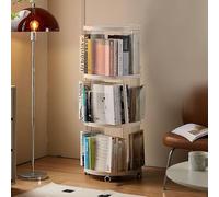 Libreria a torre girevole a 360°, trasparente, per camera da letto, soggiorno, studio, 4 ripiani, design aperto