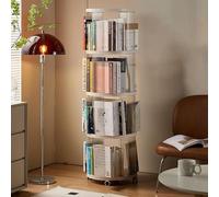 Libreria a torre girevole a 360°, trasparente, per camera da letto, soggiorno, studio, 4 ripiani, design aperto
