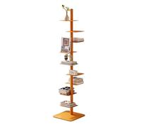 Libreria A Torre in Metallo A 9 Ripiani, Libreria A Scala Alta E Stretta Regolabile, Scaffale Galleggiante per Piccoli Spazi, Scaffale Angolare Moderno Salvaspazio per Soggiorno, Ufficio,Arancia