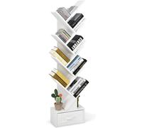 Libreria ad Albero, a 8 Ripiani, Scaffale per Libri con Cassetto Rimovibile, Des
