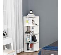 Libreria ad Angolo 4 Ripiani a Muro e Parete Legno 39,5x39,5x120cm Bianco