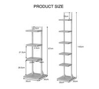 Libreria ad Angolo a 4/6 Livelli, Libreria Alta e Stretta, Espositore portaoggetti, Struttura in Legno d'Acciaio, Adatta for Soggiorno e Camera da Letto(Color-2,30x30x87cm)