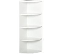 Libreria ad Angolo da Parete e Muro con 4 Ripiani in Legno Bianco 39.5x39.5x120 cm