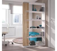 Libreria legno moderna 5 ripiani altezza 180 cm bianco e rovere