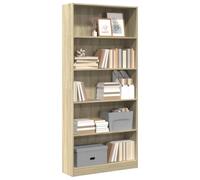 Libreria alta a 5 ripiani, 176 cm, moderna scaffalatura per ufficio e soggiorno, elegante mobile marrone per la casa e soluzioni di archiviazione