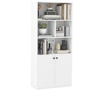 Libreria alta in legno, 155 cm, 4 cubi aperti e armadio a 2 ante, ripiani regolabili a 5 livelli, kit anti-ribaltamento, espositore autoportante per soggiorno e ufficio