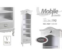 LIBRERIA ALTA MOBILE SHABBY CHIC SCAFFALE LEGNO VINCY CUORE 5534190CM