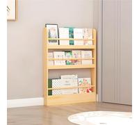 Libreria alta sottile - Libreria a parete a 3-6 ripiani per camera da letto, soggiorno, ufficio, salvaspazio per giocattoli e libri per bambini, finitura naturale 89,9 x 9,9 x 88,9 cm