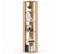 Libreria Angolare 5 Ripiani in Legno Quercia Scaffale Salvaspazio 34x34x161cm