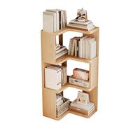 Libreria angolare a 3 ripiani, in legno, autoportante, salvaspazio, a forma di L, per soggiorno, camera da letto, corridoio, casa, ufficio, facile da montare