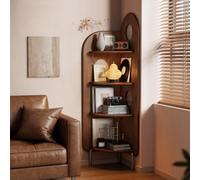 Libreria Angolare a 4 Ripiani con Ripiani Rimovibili, Libreria Aperta in Legno con Struttura di Supporto Triangolare, Scaffale Organizer Verticale for Soggiorno e Camera da Letto