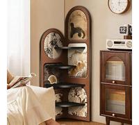 Libreria angolare a 4 ripiani, scaffale portaoggetti a forma di L, design sinuoso, scaffale espositivo alto e autoportante, libreria a torre per soggiorno ufficio camera da letto(D,Small)