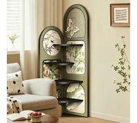 Libreria angolare a 4 ripiani, scaffale portaoggetti a forma di L, design sinuoso, scaffale espositivo alto e autoportante, libreria a torre per soggiorno ufficio camera da letto(B,Large)