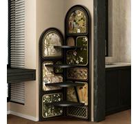 Libreria angolare a 4 ripiani, scaffale portaoggetti a forma di L, design sinuoso, scaffale espositivo alto e autoportante, libreria a torre per soggiorno ufficio camera da letto(A,Large)