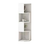 Libreria Angolare A 4 Strati, Scaffale Portaoggetti Ad Angolo A Parete In Legno Massello, Armadietto Laterale Portaoggetti Indipendente, Salvaspazio, For Camera Da Letto, Soggiorno, Bagno E Ufficio(Co