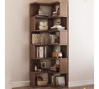 Libreria angolare a 5/6/7 ripiani, mensola angolare autoportante, scaffale in legno aperto, libreria angolare perfetta per soggiorno, camera da letto e uffici