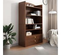 Libreria angolare a più livelli con cassetto portaoggetti, elegante vetrina posteriore, deflettore e recinzione laterale, libreria versatile per casa e ufficio disponibile in vari stili (doppio
