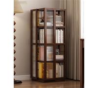 Libreria angolare a Torre in bambù a 4/5/6 Livelli con Rotazione a 360° - Organizzatore Alto per riporre Oggetti da Pavimento per Piccoli spazi, libreria Stretta per Soggiorno, Arredamento p