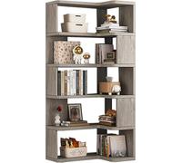 Libreria angolare alta, libreria angolare a 5/6/7 ripiani, a forma di L, scaffali alti in legno, mensola moderna per soggiorno, camera da letto, cucina, casa (dimensioni: 65 x 45 x 159 cm, colore