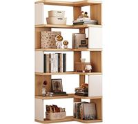 Libreria angolare alta, libreria angolare a 5/6/7 ripiani, a forma di L, scaffali alti in legno, mensola moderna per soggiorno, camera da letto, cucina, casa (dimensioni: 65 x 45 x 159 cm, colore