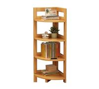 Libreria Angolare Aperta, Libreria Angolare Da Terra, Scaffale Angolare Alto A 4 Ripiani, Contenitore A Forma Di L For Piccoli Spazi Di Ufficio Domestico(Original wood color)