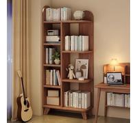 Libreria Angolare con 7 Scomparti Portaoggetti, Libreria in Legno for Piccoli Spazi, Spaziatura Tra Gli Strati 23,5cm/32cm, for Soggiorno, Camera da Letto, Balcone, Ufficio (lunghezza 60/80/100cm)