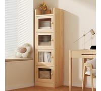 Libreria Angolare for Piccoli Spazi, Libreria Verticale Alta e Sottile in Legno di Pino Multistrato con Acrilico, Design a Parete