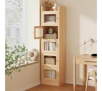 Libreria Angolare for Piccoli Spazi, Libreria Verticale Alta e Sottile in Legno di Pino Multistrato con Acrilico, Design a Parete