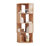 Libreria Angolare Indipendente, Libreria Angolare A 2-5 Ripiani,angolare Alto Con Deflettore,ripiano Portaoggetti Aperto Piccoli Spazi In Ufficio Domestico(Original wood color,4-tier)