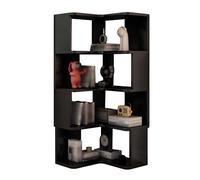 Libreria Angolare, Librerie Angolari Da 2 A 7 Ripiani, Scaffale Angolare Alto A Forma Di L Con Deflettori, Spazio Aperto For Soggiorno, Cucina, Ufficio(Black,4 tiers)