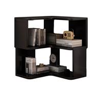 Libreria Angolare, Librerie Angolari Da 2 A 7 Ripiani, Scaffale Angolare Alto A Forma Di L Con Deflettori, Spazio Aperto For Soggiorno, Cucina, Ufficio(Black,2 tiers)