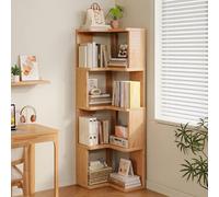 Libreria Angolare, Librerie in Legno a Forma di L, Librerie for Soggiorno, Ufficio, Aula, Camera da Letto, Dormitorio, con Spaziatura Tra i Ripiani di 30cm (2/3/4/5 Livelli)
