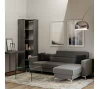 Libreria Angolare Moderna 5 Ripiani 60,3x60,3x205 cm in nobilitato Cemento