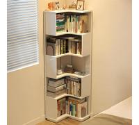 Libreria angolare rossa - Scaffale Etagere autoportante a 4 ripiani per piccoli spazi, elegante libreria per studio, soggiorno, ufficio - massimizza lo spazio di archiviazione e l'arredamento.