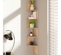 Libreria Scaffale Angolare 5 Ripiani In Legno Melaminico Mensole da Parete Espositive Design Moderno Elegante E Minimal Per Arredo Casa Soggiorno Studio Salotto Camera 123 x 20 x 20 cm (Rovere)