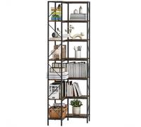 Libreria Angolare Stile Industriale a 7 Livelli 60x60x198 cm in Legno e Acciaio Marrone Rustico