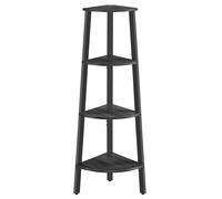 Libreria angolare VASAGLE, con 4 ripiani, facile da montare, struttura in acciaio, per soggiorno, camera da letto, balcone, design industriale, grigio antracite e nero opaco/quercia naturale e bianco