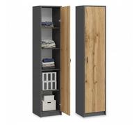 Libreria Armadio Scaffale Organizer multiuso con 4 ripiani regolabili portadocumenti Scaffale da parete stretto in legno per camera da letto corridoio ufficio Larghezza 50cm Rovere antracite