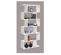 BLUCO Scaffale Salon, Libreria, Separatore Ambienti, Modello DANERYS, Colore Bianco Lucido, Dimensioni: 80 cm (larghezza) x 192 cm (altezza) x 24 cm (profondità)