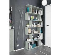 Libreria Athena Alta Design Parete Divisoria Bianco Lucido Rovere Cemento