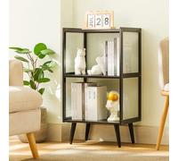 Libreria autoportante in bambù, 77 cm, per libri, CD, film, elegante per soggiorno, camera da letto, casa, ufficio, cucina, dispensa, nero