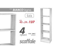Libreria BASSA COLONNA Scaffale 4 Ripiani Casa Ufficio BIANCO LEGNO 4024H137