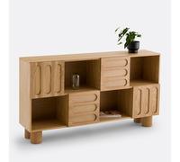 Libreria bassa impiallacciata rovere L165 cm, Cannelo Beige TU