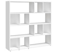 Libreria bianca 105 cm, mensola per camera da letto | Legno ingegneristico resistente all'umidità, divisorio, fissaggio a parete incluso, per libri e DVD