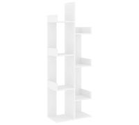 Libreria bianca 48 x 25,5 x 140 cm legno di ingegneria 8 scomparti | Mobile per libri compatto, 8 scomparti, CD, riviste, decorazioni, piante in vaso, soggiorno, camera da letto, ufficio