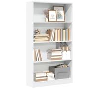 Libreria Bianca 80x24x143 cm in Legno Multistrato - Modern White Bookshelf with 5 Open Shelves for Living Room Bedroom Sturdy Plywood Storage Unit for Books, Decor Media Easy & Wall Mountable