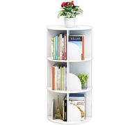 Libreria bianca girevole a 360°, tavolino rotondo moderno per bambini e adulti, stimola l'interesse per la lettura. Dimensioni: 40 x 97 cm, elegante decorazione per la casa