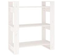 Libreria bianca in pino massiccio 80 x 35 x 91 cm, scaffale per libri e | Mobile versatile, in legno naturale rustico, con fissaggio a parete incluso, capiente e divisorio decorativo